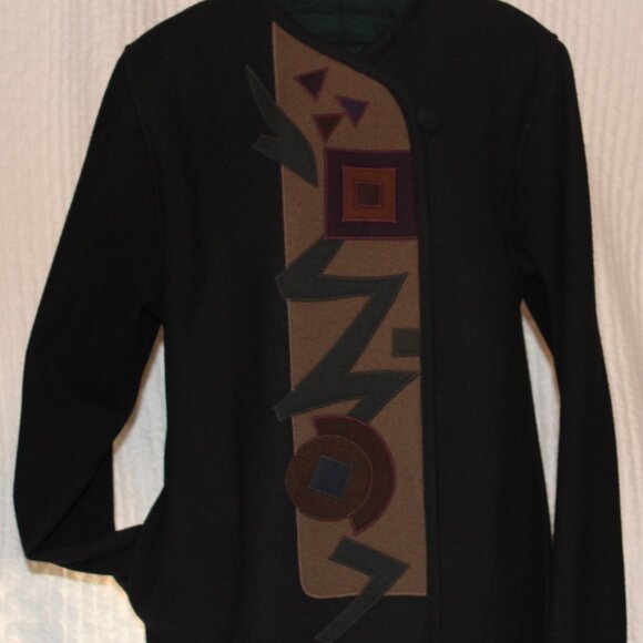 VTG Beppa Wool Coat with applique designs circa 1980's - Picture 3 of 10